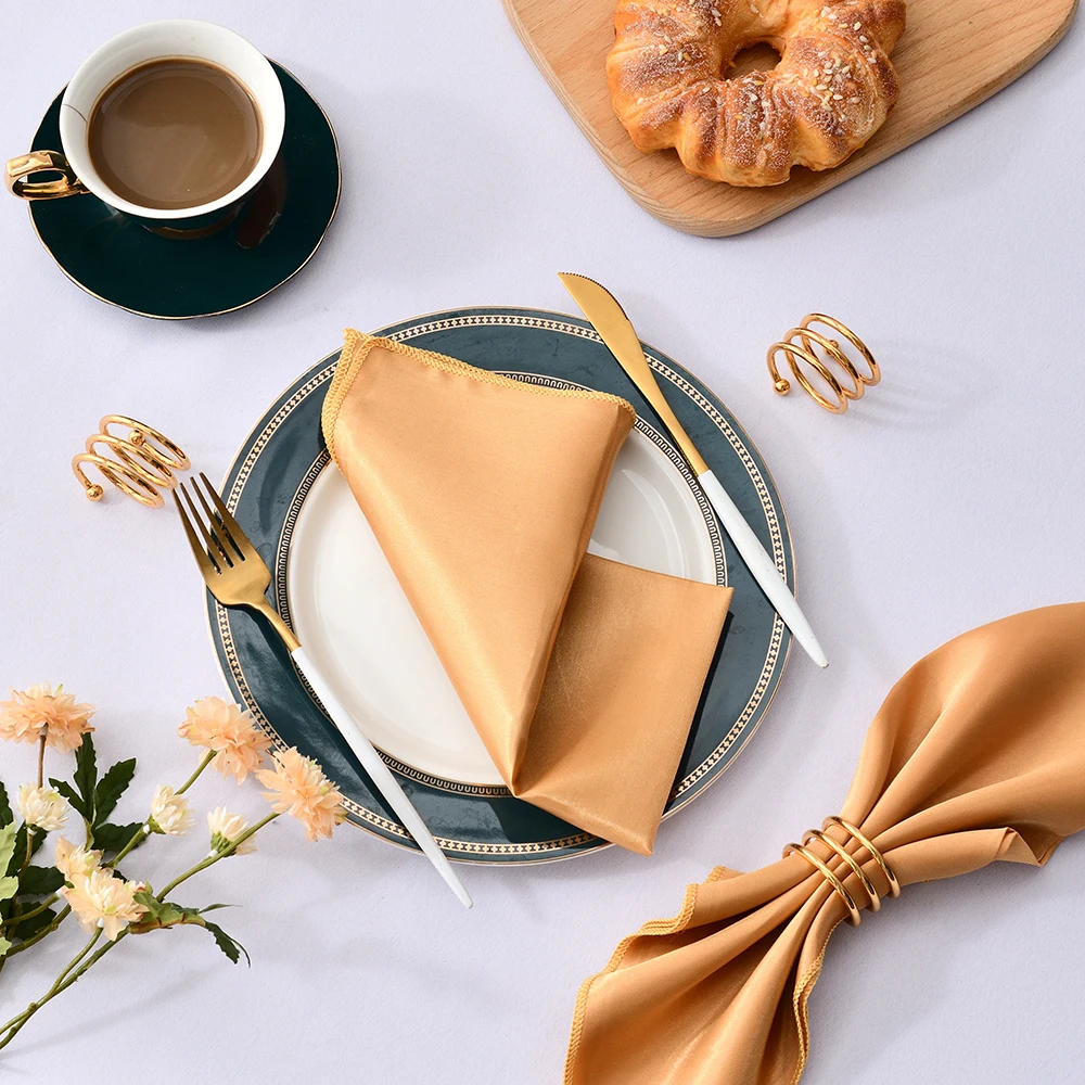 Satin Napkins 12pcs 30x30cm Square Hemstitched For Party Wedding Banquet Table Cloth Soft Kitchen Dinner