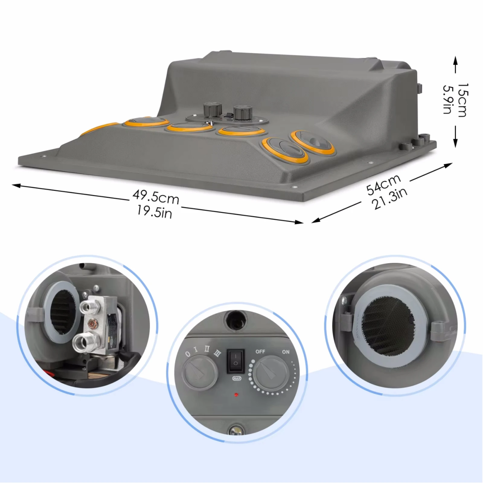 RV65F 12V/24V car electric A/C roof evaporator kit system assembly, for RV, truck, excavator, van, camper, agricultural vehicle