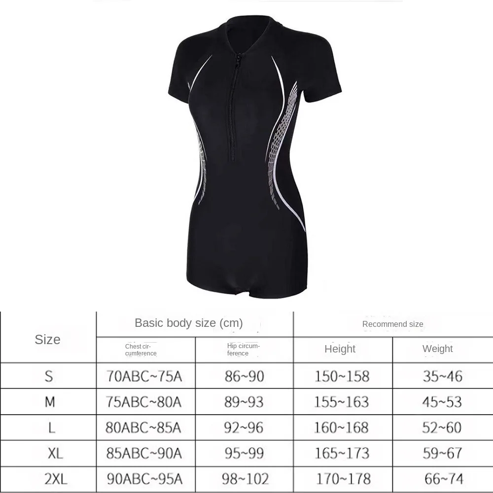 One Piece Sports Swimwear Short Sleeve Zipper Sports Swimsuit Fashion Beach Swimwear Quick-Drying Bathing Suits for Women