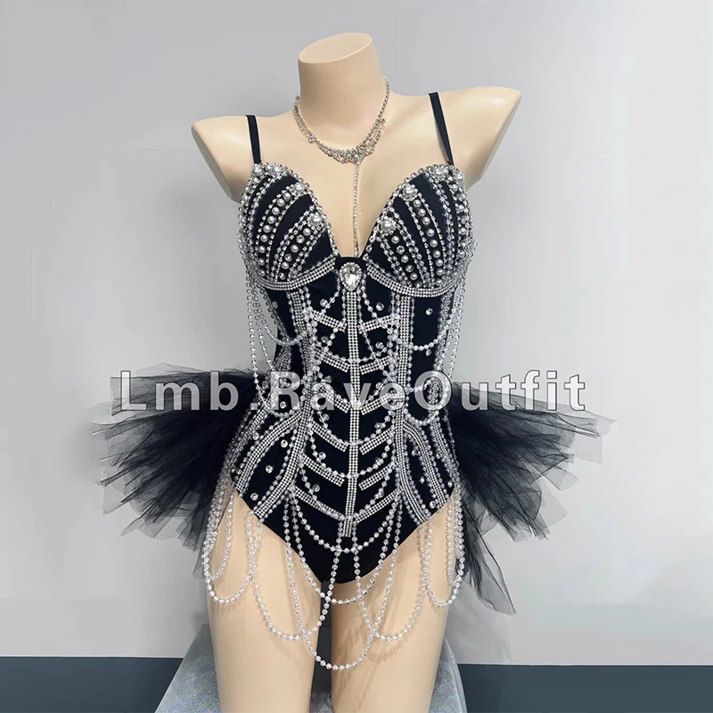 

Full Rhinestones Bodysuit Beading Pole Dance Costume Singer Dancer Performance Jumpsuit Drag Queen Outfit Party Outfit