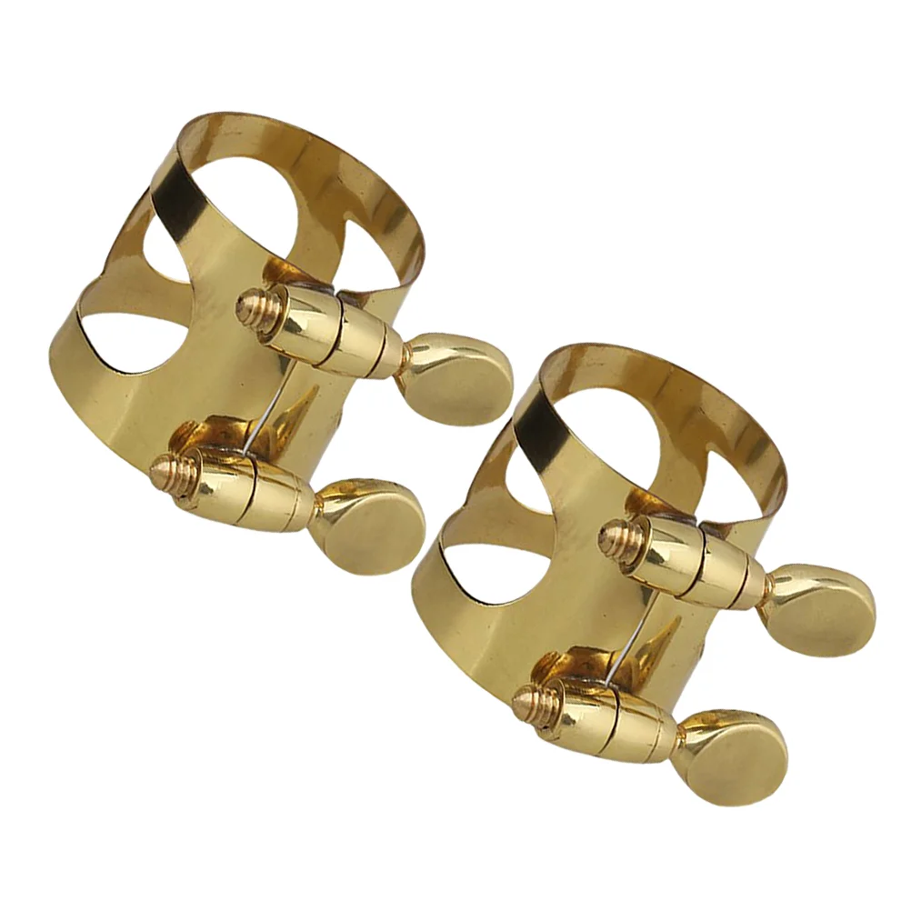 

2 Pcs Saxophone Clamp Alto Accessories Woodwind Instrument Ligature Metal Copper for