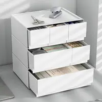 Plastic Stackable Storage Drawer White Large Capacity Desk Storage Box Drawer Type Space Saving Stationery Storage Organizer 5