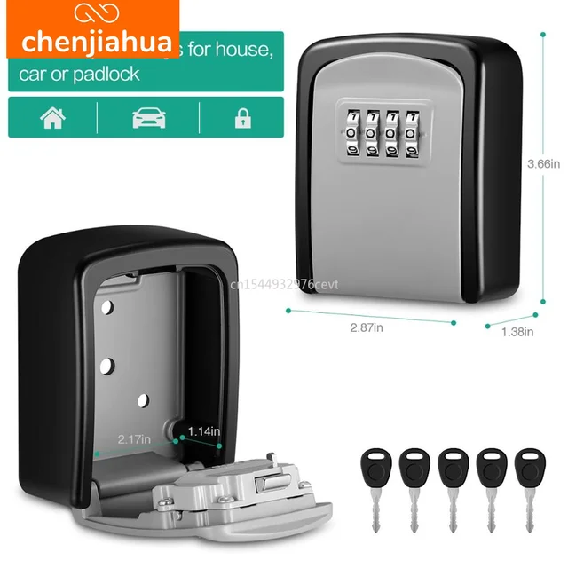 Wall Mount Key Storage Secret Box Organizer 4 Digit Combination Password Security Code Lock No Key Home Key Safe Box 4