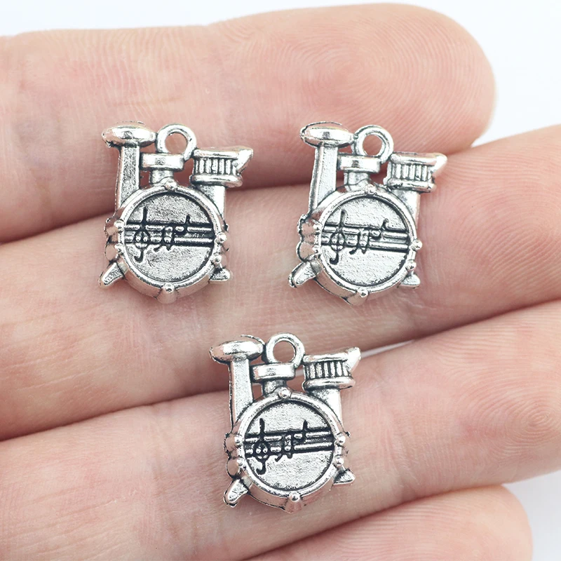 

10 Pieces 13*19mm Mixed Alloy Antique Silver Color Musical Charms Bracelet Pendant Accessory For DIY Jewelry Making