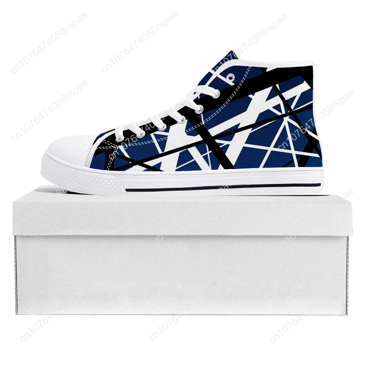 Van Halen 5150 Stripe Metal Rock Band High Top High Quality Sneakers Mens Womens Teenager Canvas Sneaker Couple Shoe Custom Shoe