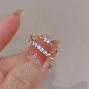 Роскошные циркониевые кольца в форме сердца для женщин открытое регулируемое плетение стразы кольцо обручальное свадебное ювелирное изделие модные подарки для девушки