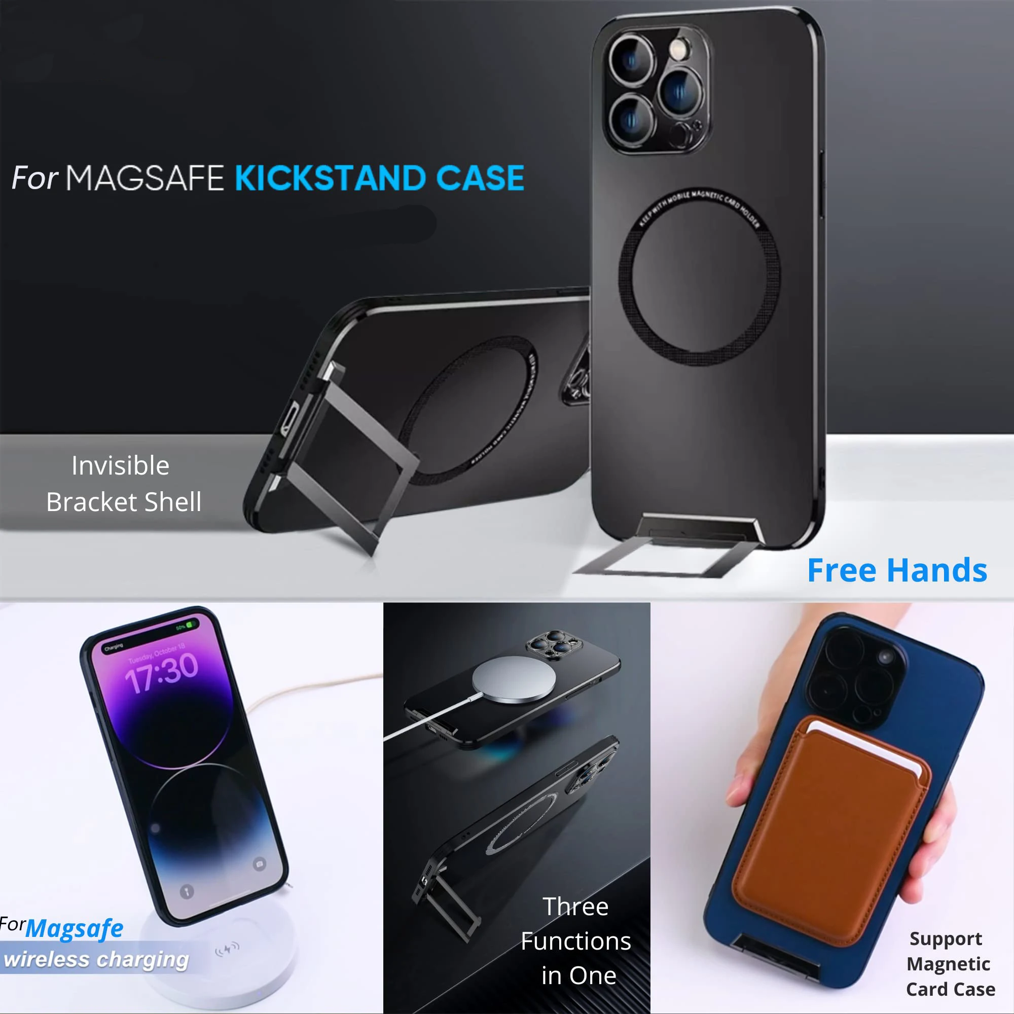 Для Magsafe Магнитный чехол-подставка для iPhone 14 13 Pro Max 14 Plus  чехлы для телефонов Металлический Невидимый кронштейн Подставка задняя  крышка чехол | AliExpress