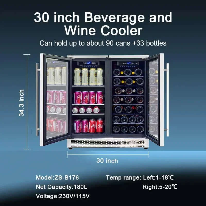 Josoo Digital Euro Cave Wine Vinoteca Fridge Mini Winecooler Wine Cellar Dual Zone
