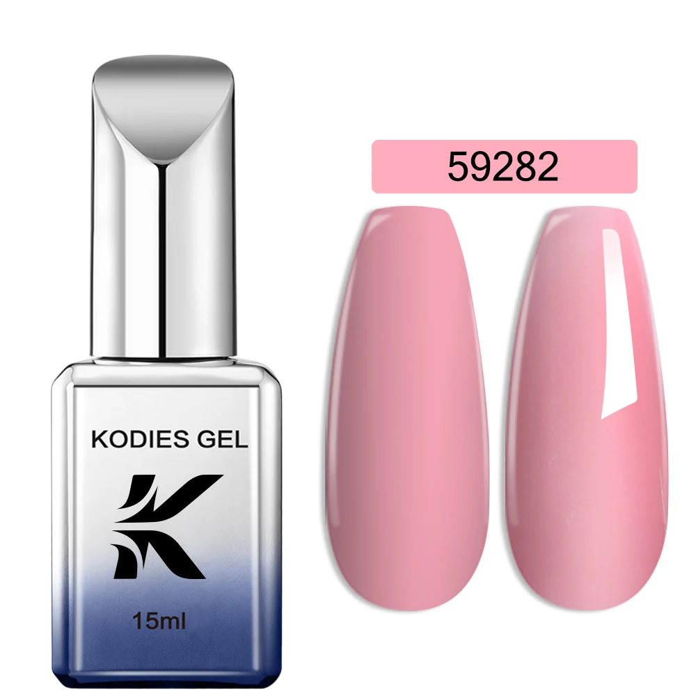 KODIES 젤 밀키 핑크 젤 광택제 마카롱 여름 컬러 누드 젤 바니시, 슈퍼 커버리지 반영구 UV 매니큐어 네일 아트, 15ML