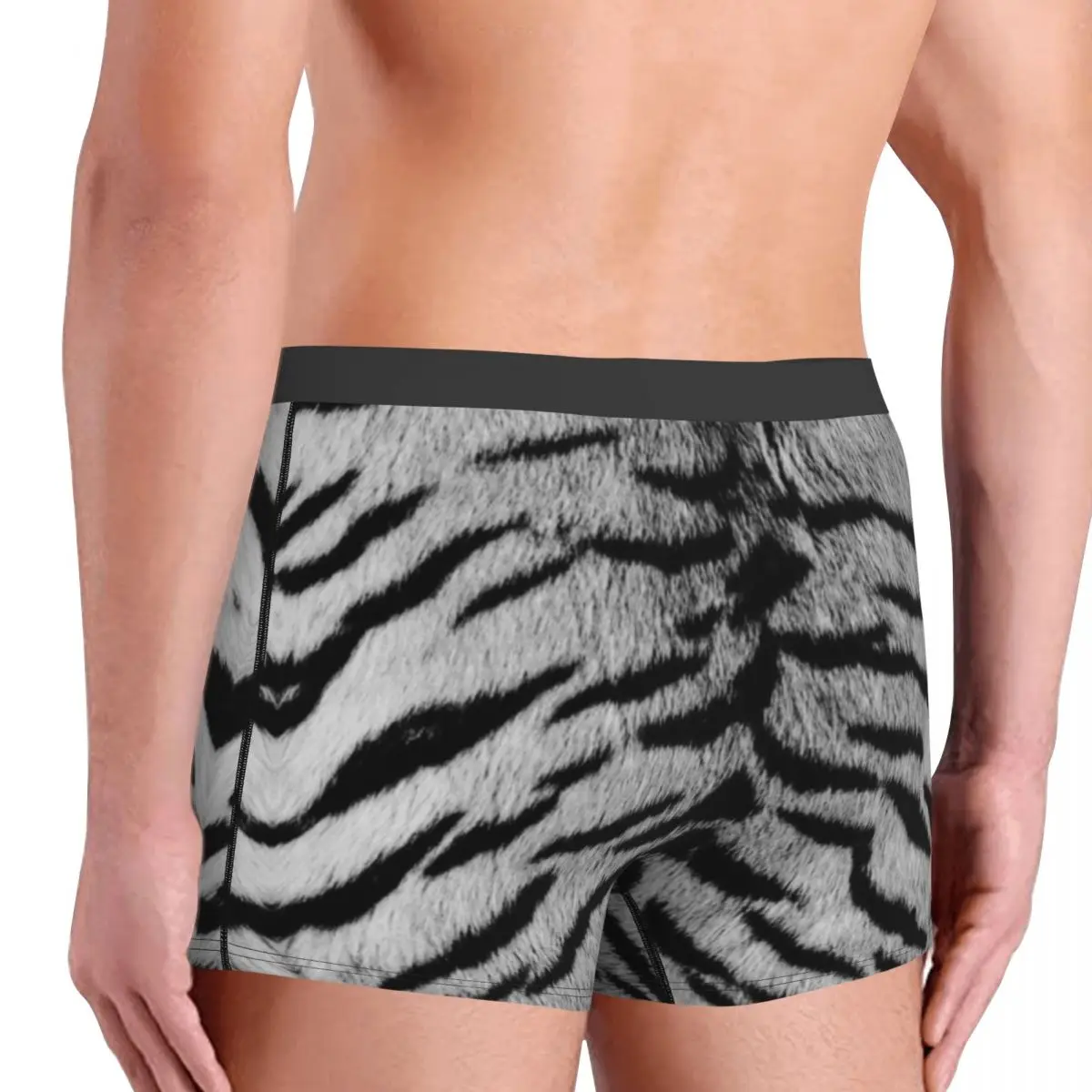 Custom Novelty Gray Tiger Skin Printed Boxers Shorts Panties Male Underpants Stretch Tropical Wild Animal Briefs Underwear 4