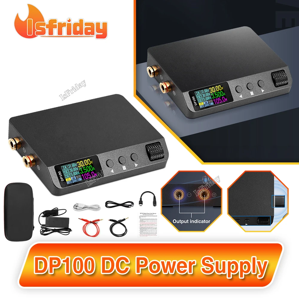 

DP100 DC Power Supply Adjustable Digital DC Power Supply MINI Portable Lab Source Power Supply Voltage Regulator Switch 30V 5A