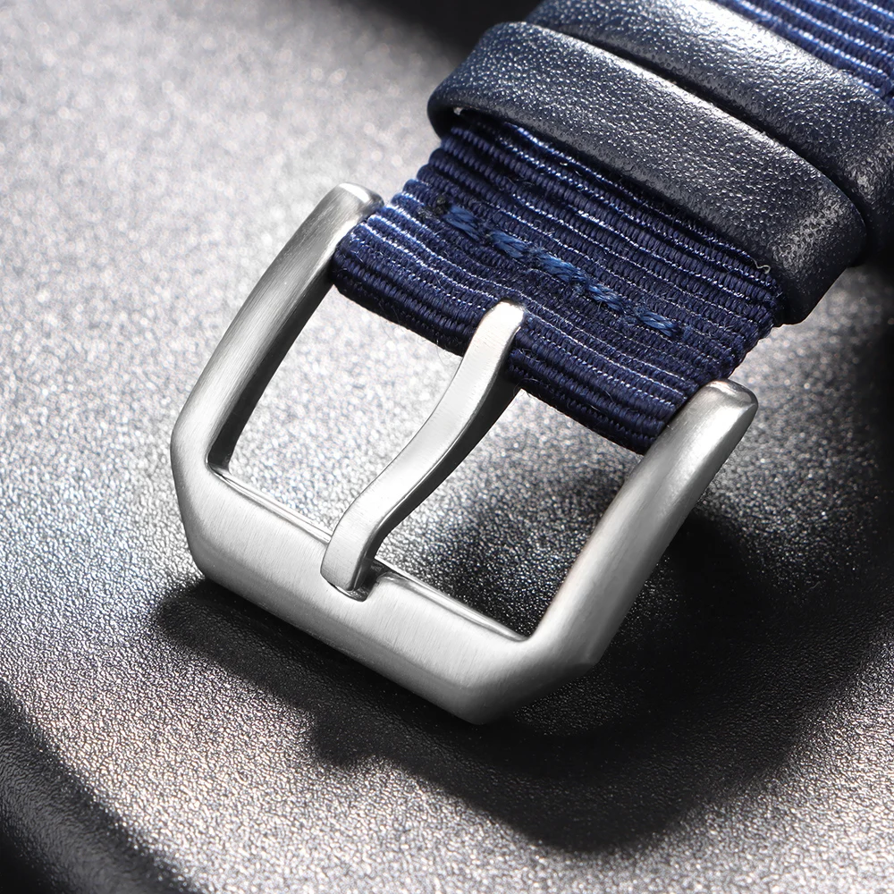 Waterproof Nylon Canvas Watch Strap with Cowhide Accents - Sporty and Stylish Wristband