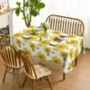 Spring Yellow Sunflower Printed Tablecloths Bumble Bee White Washable Table Cover for Kitchen Table Decor Wedding Party Decor 1