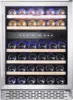 24 inch-46 Bottles Wine Cooler, Built-in Wine Fridge Under Counter or Freestanding Dual Zones, 1
