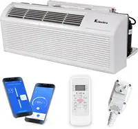 9,000 BTU PTAC Heat Pump A/C R-32 Wi-Fi Enabled with 3.5kW Electric Heater, Remote Control, Drain Kit - 230V 1