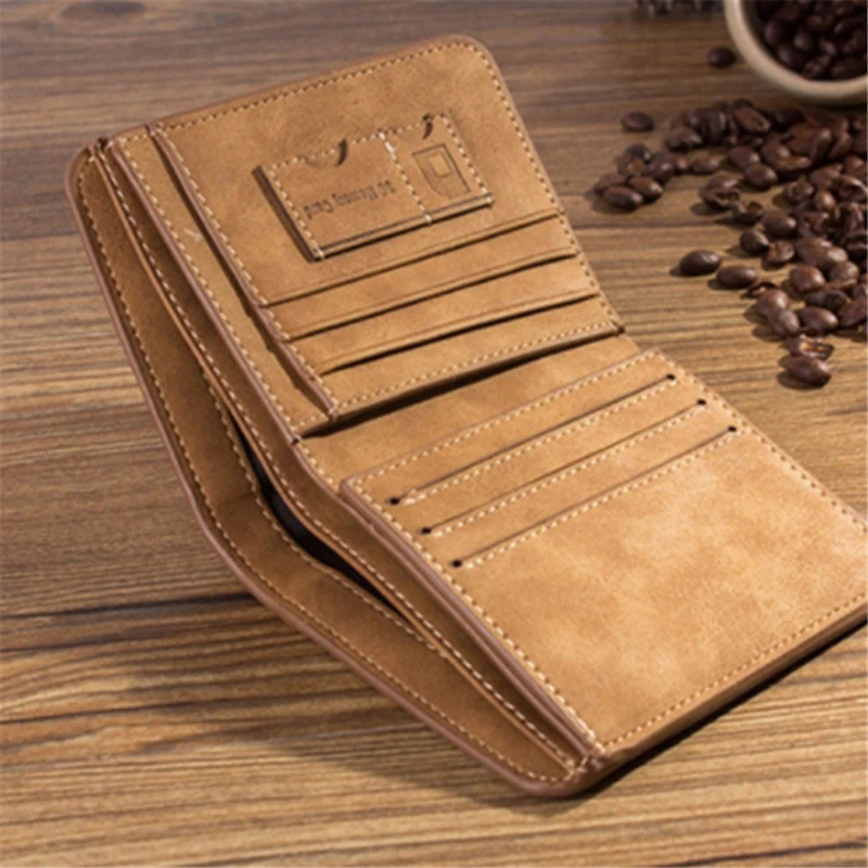 

New Men's Wallet Short Frosted Leather Wallet Retro Three Fold Vertical Wallet Youth Korean Multi-card Wallet 2023 Men Fashion