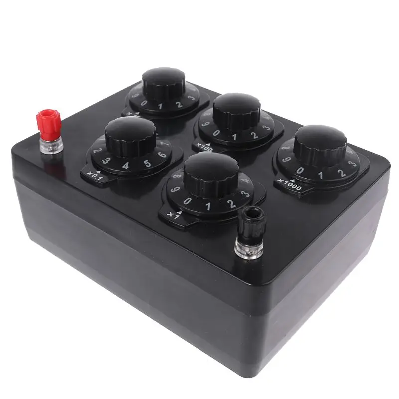 

Resistance Box 5 Gears Adjustable Lab Rotary Resistor Substitution Box Precision for DC Variable Knob Switch 0-9999.9 Oh
