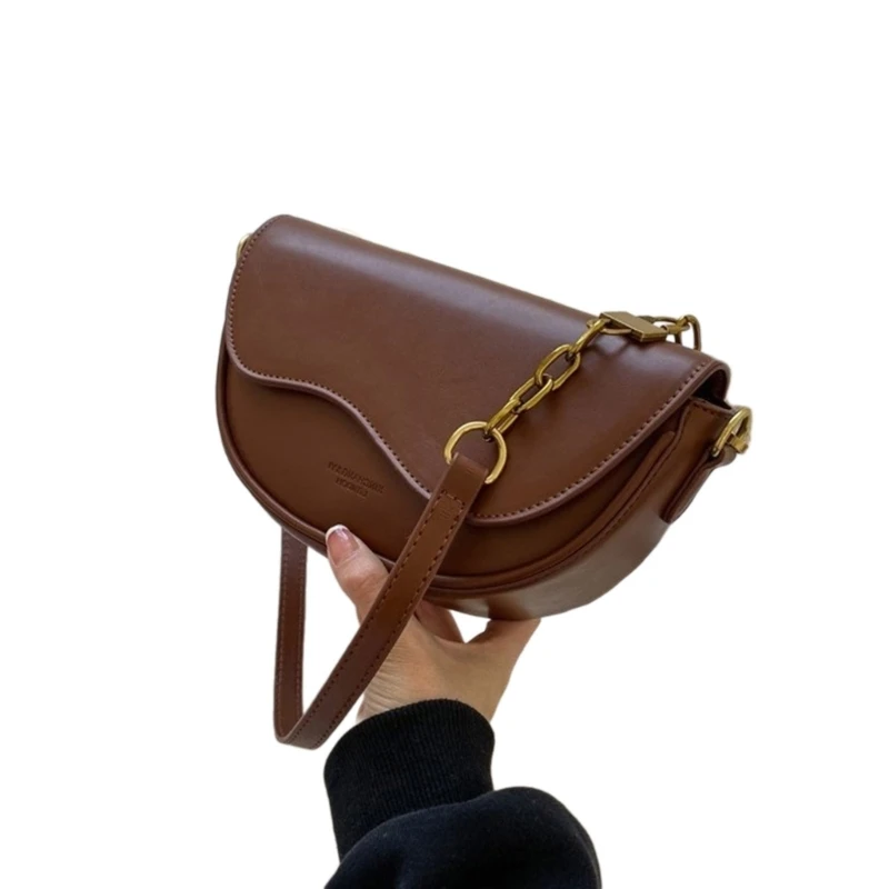 

Shoulder Bag Solid Color Vintage Leather Bag Fashion Leisure Bag Half Moon Bag