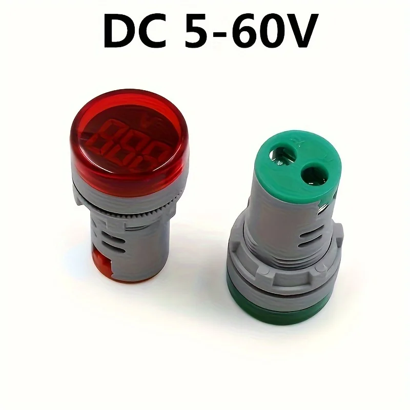 1개 22mm 원형 미니 디지털 전압계 DC 5-60V