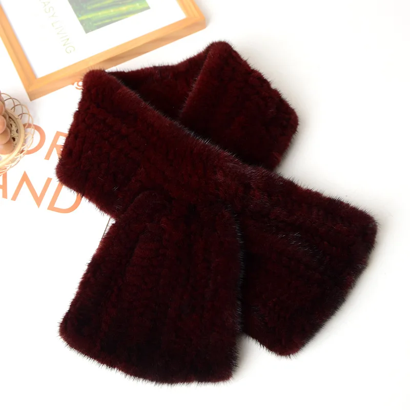 New Women Winter Real Mink Fur Scarf Lady Warm Soft Genuine Mink Fur Scarf Shawl Fashion Luxury Natural Scarfs