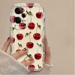 Red Cherry Butterfly Design Phone Case - Redmi 14R (Clear - 8)