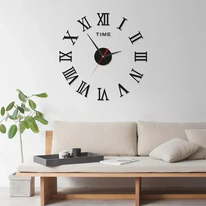 3D Acrylic Digital Wall Clock Roman Numerals Design Mirror DIY Self Adhesive digital clock,wall clock