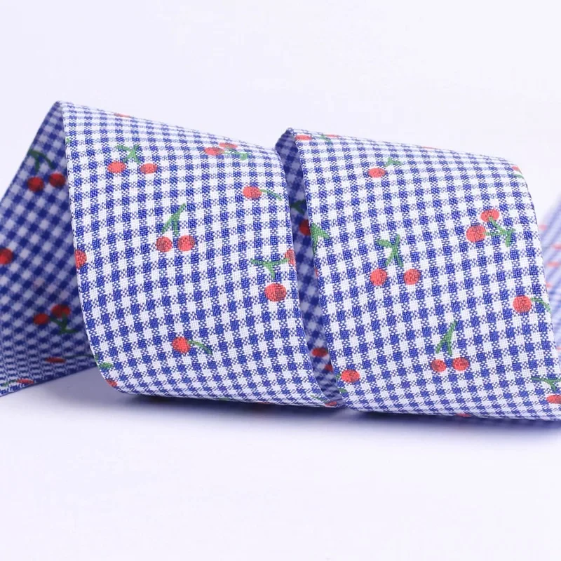 Kewgarden 25mm 38mm 격자 무늬 체리 리본 DIY 어린이 활 헤어 액세서리 선물 꽃 모자 장식 수제 테이프 10 야드