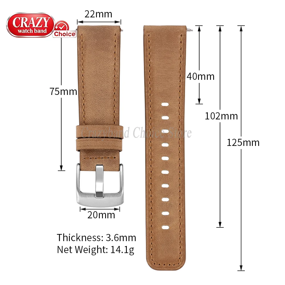 Handmade Brown & Black Leather Cowhide Business Watch Band