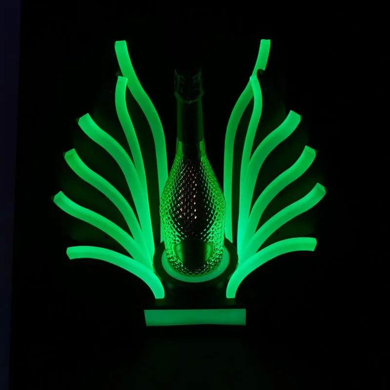 Peacock Tail LED Luminous Wine Bottle Stand Rechargeable Cocktail Whisky Drinkware Holder For Disco Nightclub Party Decoration