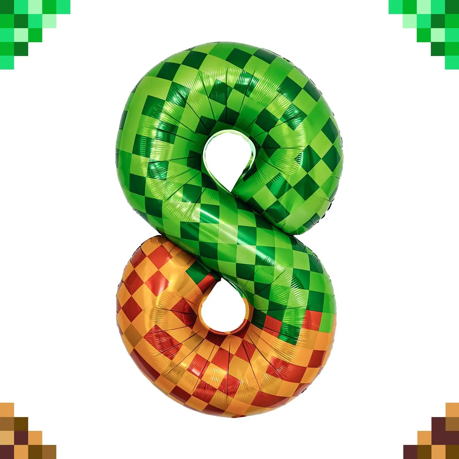 Pixel Miner Nummer Folienballon Grün 40 Zoll Groß Mylar Mining Braune Pixel-Würfel Boxen Videospiel Geburtstagsparty Dekorationen – Detail 6