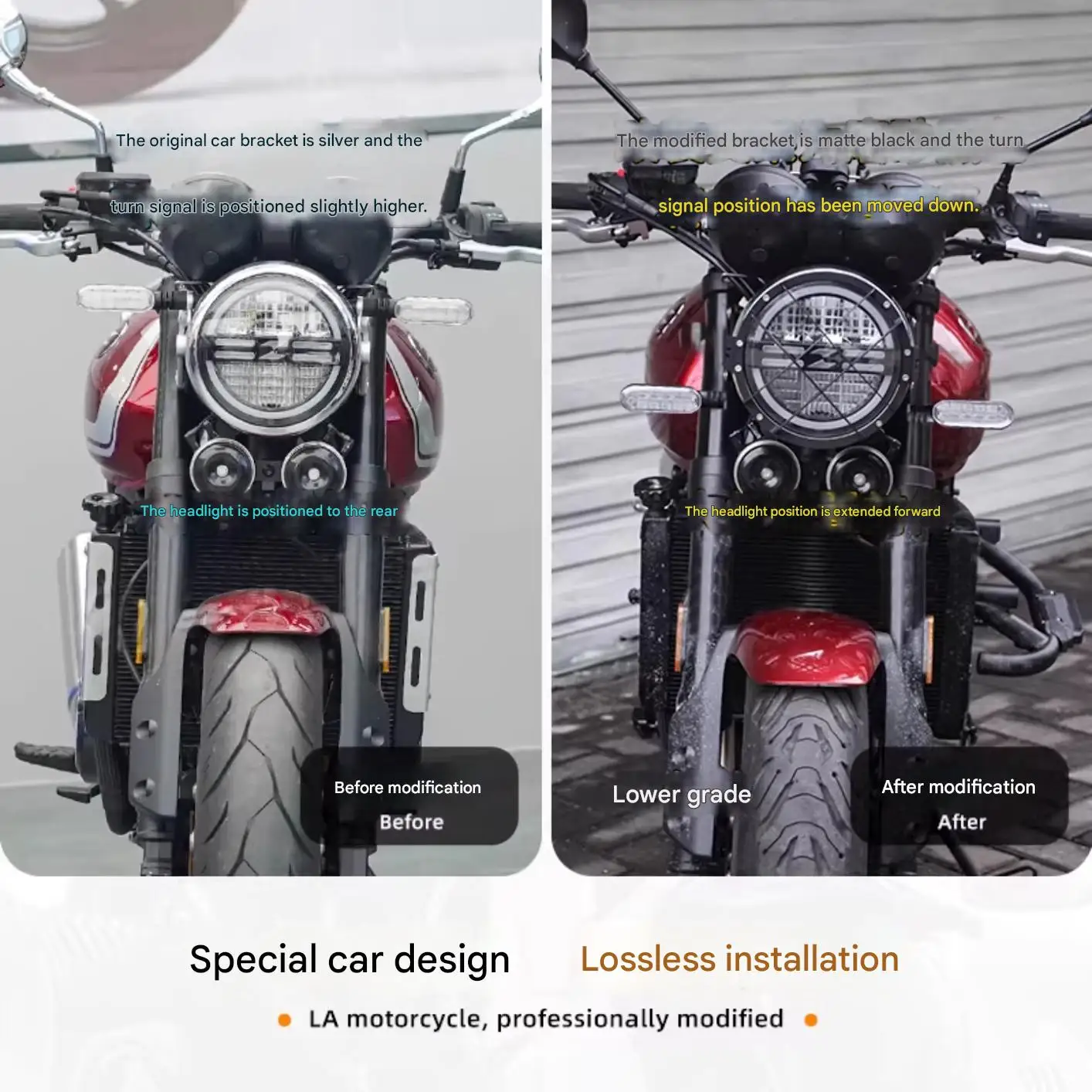 ZXMOTO 500F 헤드라이트 전방 재배치 브래킷 방향 지시등 하단 마운트 고강도 녹 방지 광택 마감