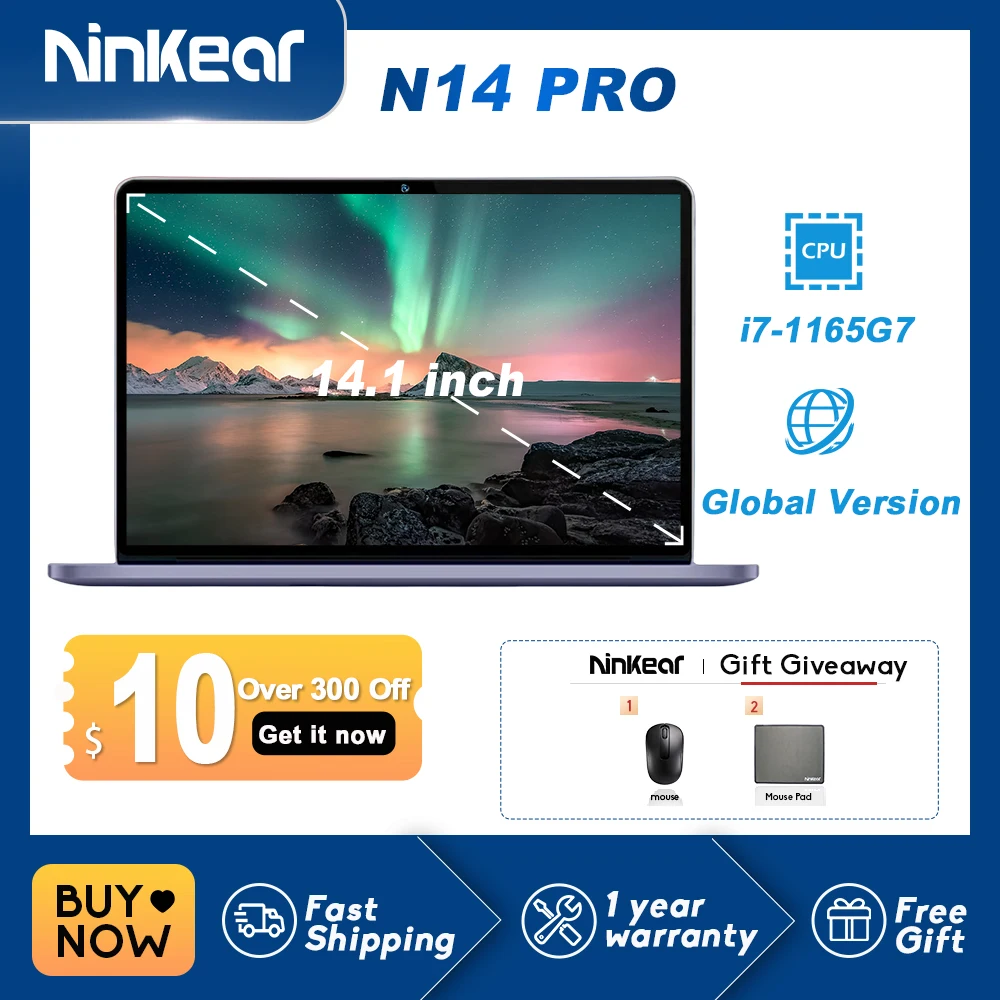 

Ninkear Laptop N14 Pro 14-inch IPS Full HD Intel Core i7-1165G7 16GB RAM+1TB SSD Portable Computer Windows 11 Notebook Ultrabook