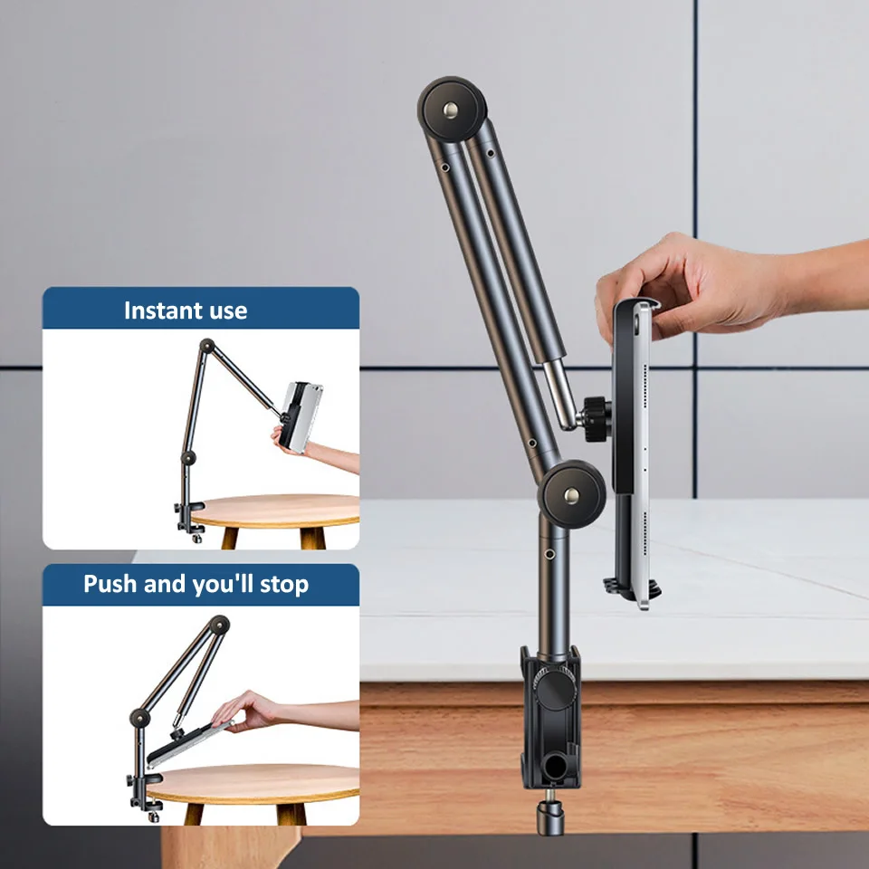 Braço Longo Suporte para Tablet Suporte para Smartphone Cama Desktop Preguiçoso Suporte para Ipad a 12.9 360 Ajustável - Imagem 6