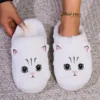 Kawaii Cartoon Cat Fuzzy Slippers - Ultra Soft Fabric Inner, Plush Flat Sole, Cozy Warmth, TPR Durable Outsole, Fabric Upper - P 4