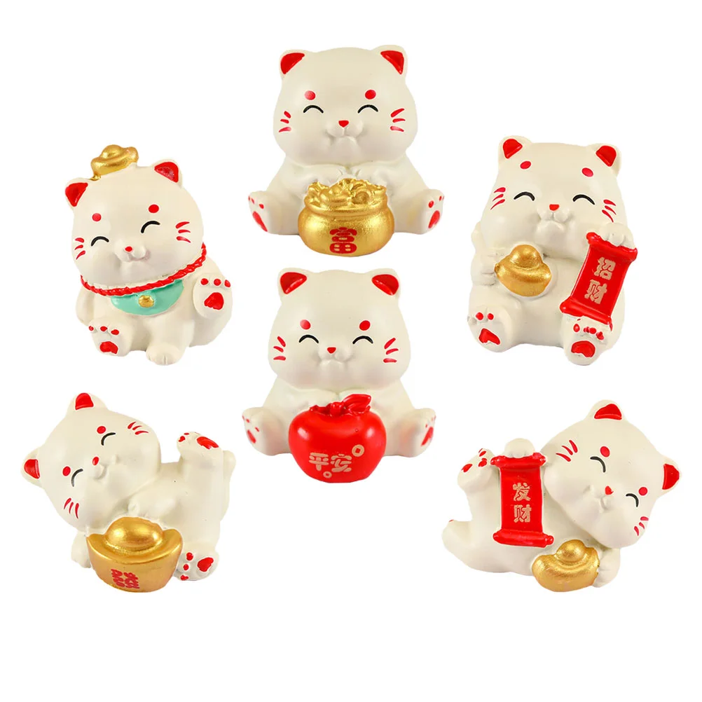 

Miniature Cat Statues Resin Craft Fortune Cat Figures Mini Garden Miniature Animal Statues Decoration