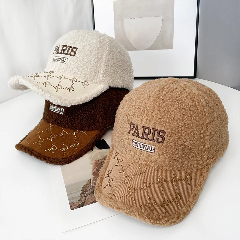 

Женская оригинальная бархатная бейсболка с вышивкой из ягненка зимняя модная универсальная маленькая теплая круглая Кепка с большой головой