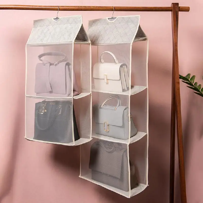 Home Organization Hanging Bag New Handbag Storage Hanging Bag Organizer Wardrobe Closet Storage Transparent Three-dimensional 3