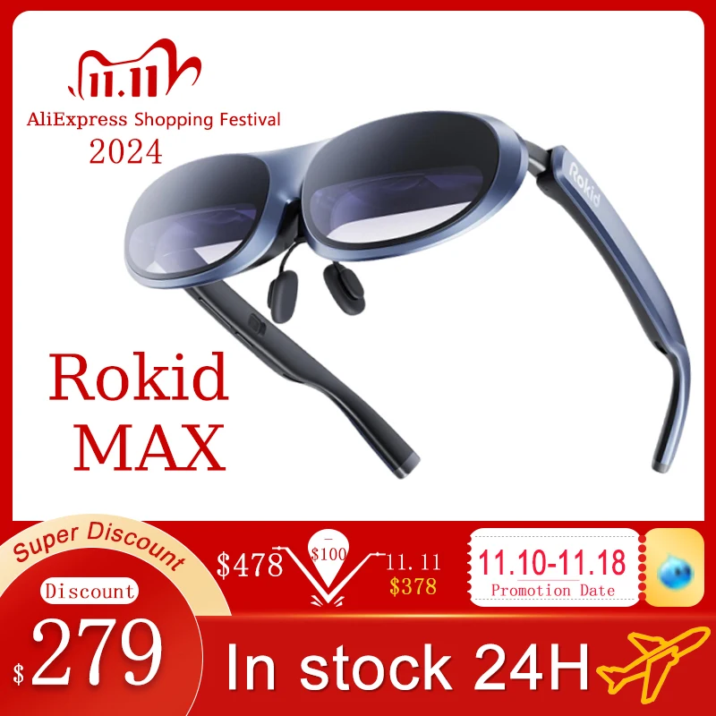 Rokid Max AR 3D Smart Glasses MAX Screen 50&deg; Viewing Device For Phone Projected Screen Switch PS5 XBOX Virtual Reality Glasses