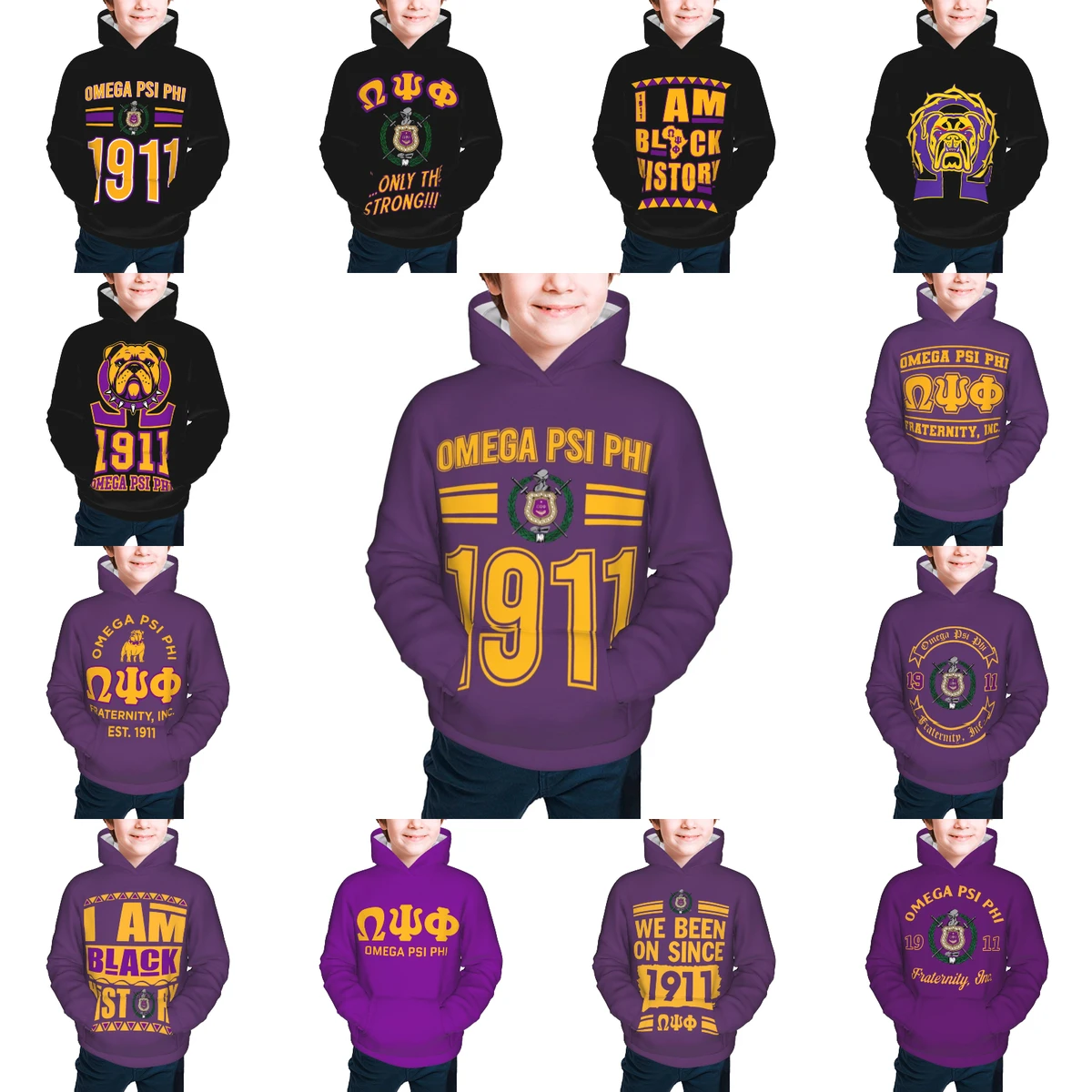 

Omega Fraternity Psi Phi OPP Children's Pullover Hoodie Youth Sweatshirt Kids Casual Hooded Hoodies Youth Sportswear Tracksuit