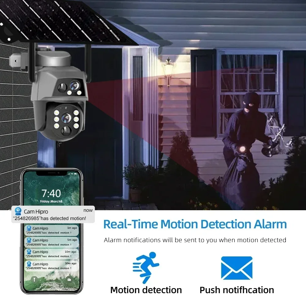 PEGATAH Dual Lens 4K 8MP WIFI 4G Solar IP Camera PIR Human Detection Night Vision Security Video  Battery CCTV Cam Campi Pro APP