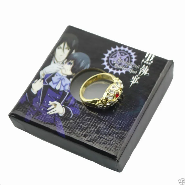 Necklace Pendant Anime Necklace Anime Ring Black Butler Kuroshitsuji Ciel Phantomhive Sebastian Michaelis Alois Trancy's Cosplay Prop Set Ring Necklace Pendant Badge Gift