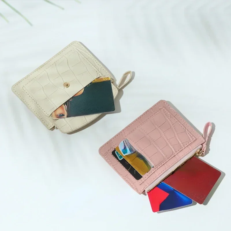 PU Leather Small Wallet Purse Women Simple Solid Color Multi-Cards Holder Coin Purse Zipper Wallet Credit Card Bags