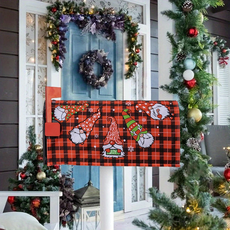 Merry Christmas Mailbox Cover Magnetic Standard Winter Snowflake Decorative Christmas Large Mailbox Wraps Post Letter Box