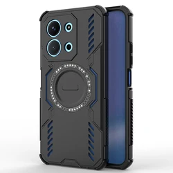 Shockproof Armor Case with Car Magnetic Holder - Enhanced Protection for POCO C85（173mm） (HKdj - Black)