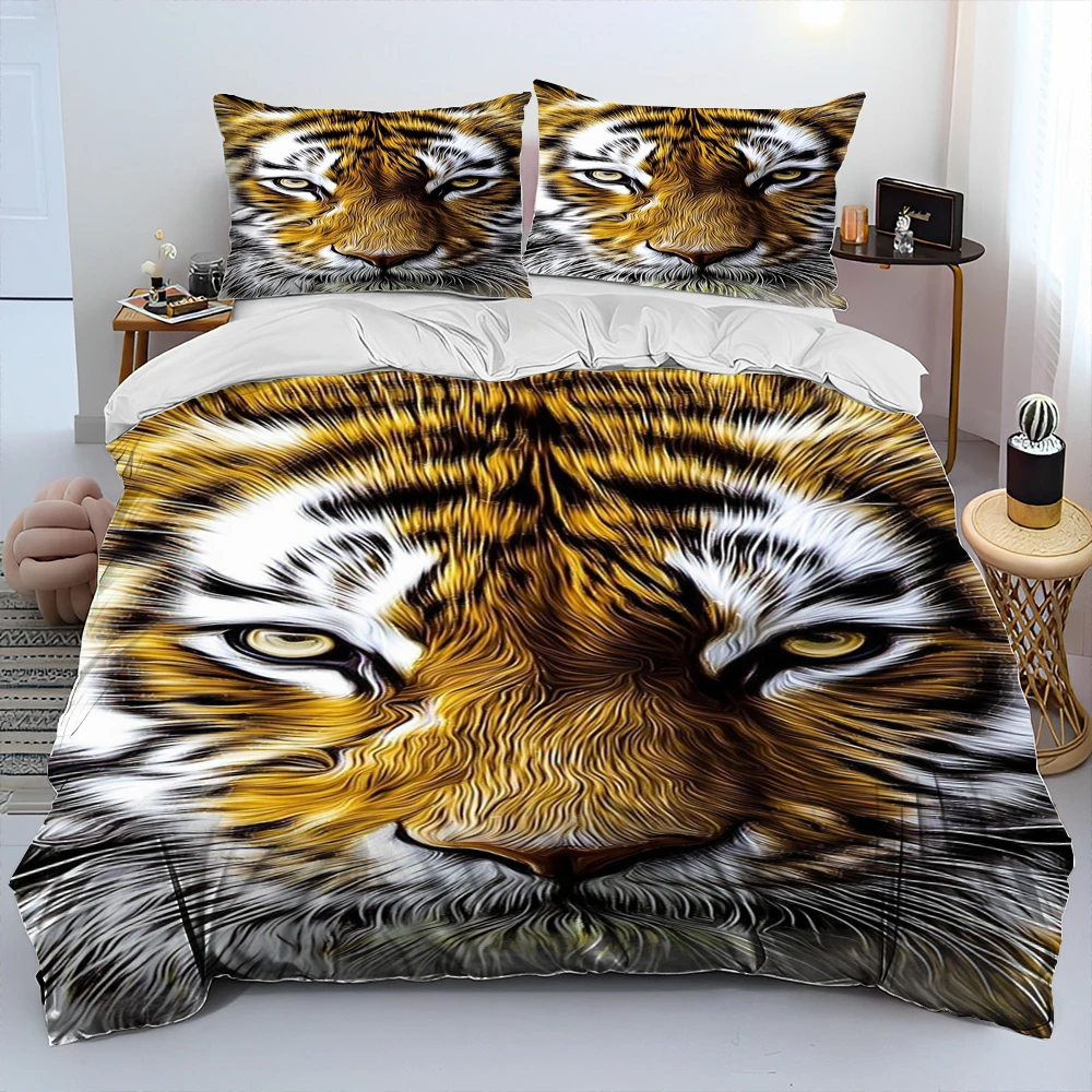 

Beast Animal Tiger,Sabretooth Cartoon Bedding Set,Duvet Cover Bed Set Quilt Cover Pillowcase,King Queen Size Bedding Set Adult