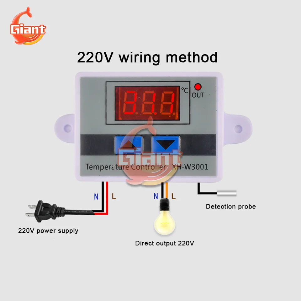 Module Thermostat Numérique LED XH-W3001 - Régulation Température Haute Précision, Chauffage & Refroidissement, -50°C à 110°C, 1500W, 110-220V