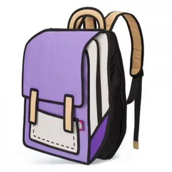 Women Backpack 3D Jump Style 2D Drawing Cartoon Back Bag Comic Messenger Tote Fashion Cute Student Bags Unisex Knapsack Bolos 1