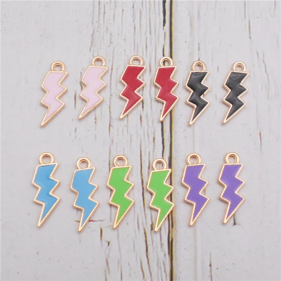 

24 шт., Маленькие Эмаль Крошечные Молнии Брелок Цинковый Сплав Кулон Для Ювелирных Изделий Ожерелье Браслет Серьги Аксессуары Ремесло