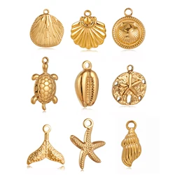 3pcs Stainless Steel Starfish Shell Charms Marine Life Animal Charms For Making Earrings Necklace Bracelet Jewelry Accessories