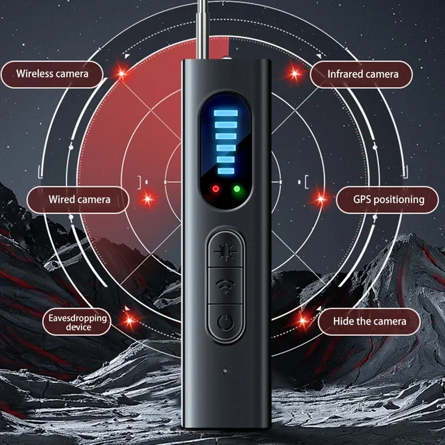 Hidden Camera Detector Anti-Spy Car GPS Tracker Listening Device Bug RF Wireless Signal Scanner Alert Gadget Security Protection 5